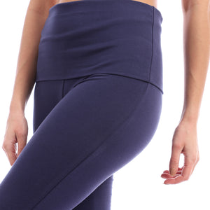 Fold over high-waist navy yoga pant