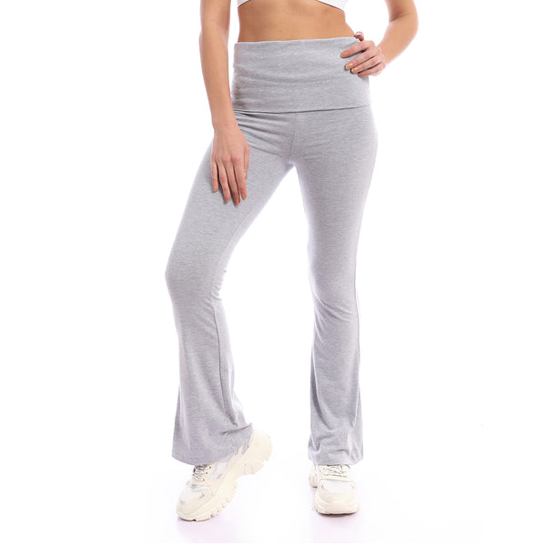 Fold over high-waist grey yoga pant