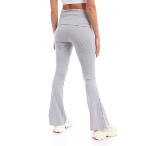 Fold over high-waist grey yoga pant –